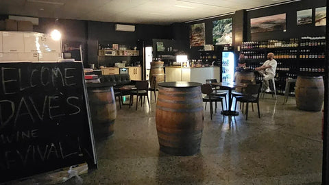 Welcome to Dave's signage and internal seating, wine wall, service area