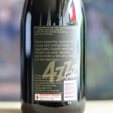 Limited edition 4ZZZ 2023 Gerler Nero d'Avola, back label